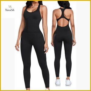 Seamless Yoga Jumpsuit with Tummy Control & Padded Bra - Medium